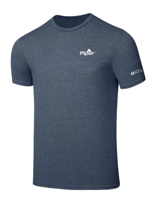 Seriously Soft Heathered Navy T-Shirt w/M600/SLS Logo, Piper Logo