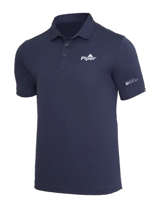 TravisMathew Navy Coto Performance Polo w/M600/SLS Logo, Piper Logo