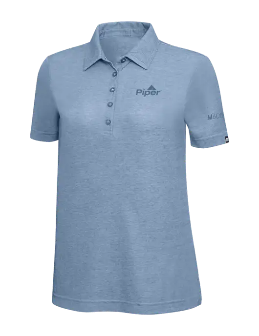 TravisMathew Slate Blue Heather Womens Oceanside Polo w/M600/SLS Logo, Piper Logo