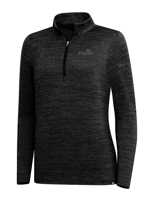 TravisMathew Black Womens Crestview 1/4 Zip w/M600/SLS Logo, Piper Logo