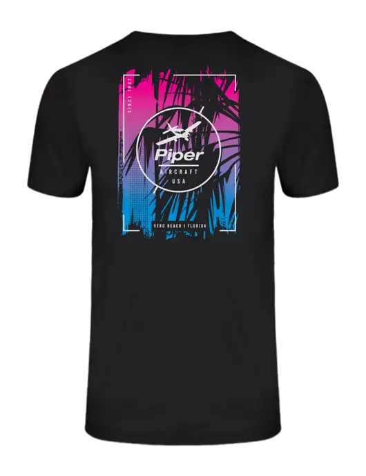 Ring Spun Jet Black 4.5 oz T-Shirt w/Palmrageous Logo, Piper Logo
