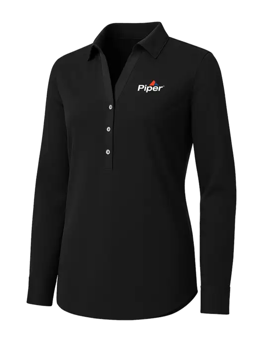 Womens Black City Stretch Shirt w/Piper Logo
