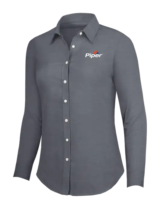 Dark Grey Womens SuperPro Oxford Shirt w/Piper Logo