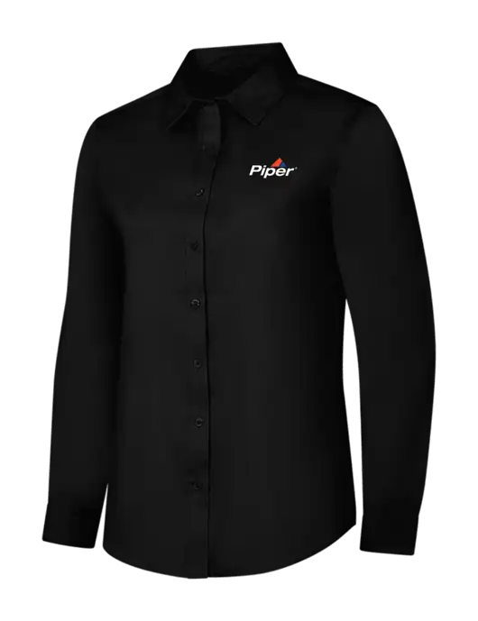 Womens Black Long Sleeve Superpro React Twill Shirt w/Piper Logo
