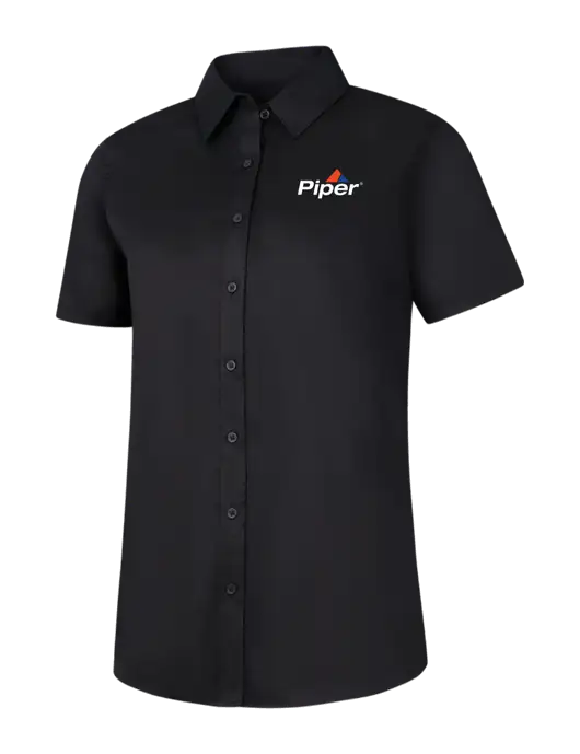 Womens Black Short Sleeve Superpro React Twill Shirt w/Piper Logo