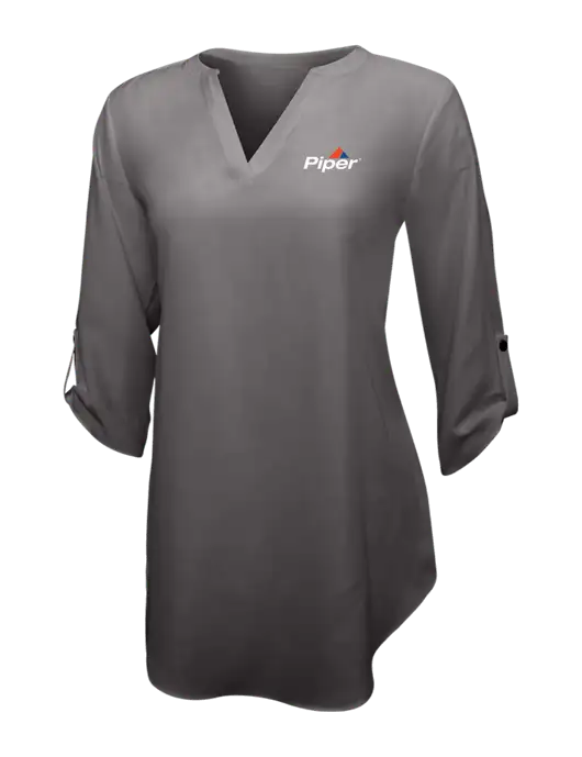 Dark Grey Womens 3/4 Sleeve Tunic Blouse w/Piper Logo