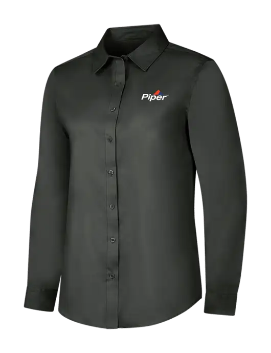 Dark Grey Womens Long Sleeve Superpro React Twill Shirt w/Piper Logo
