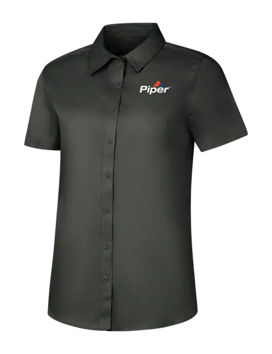Womens Dark Grey Short Sleeve Superpro React Twill Shirt w/Piper Logo