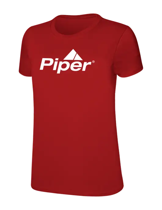 Womens Ring Spun Bright Red 4.5 oz T-Shirt w/Piper Logo