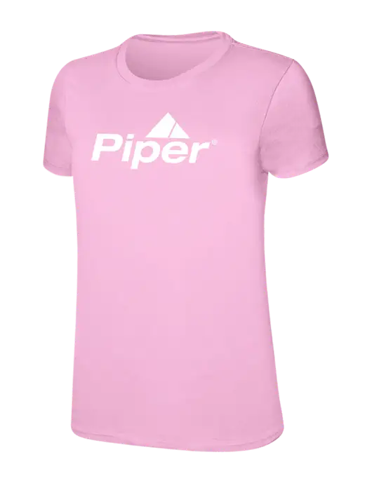 Womens Ring Spun Candy Pink 4.5 oz T-Shirt w/Piper Logo
