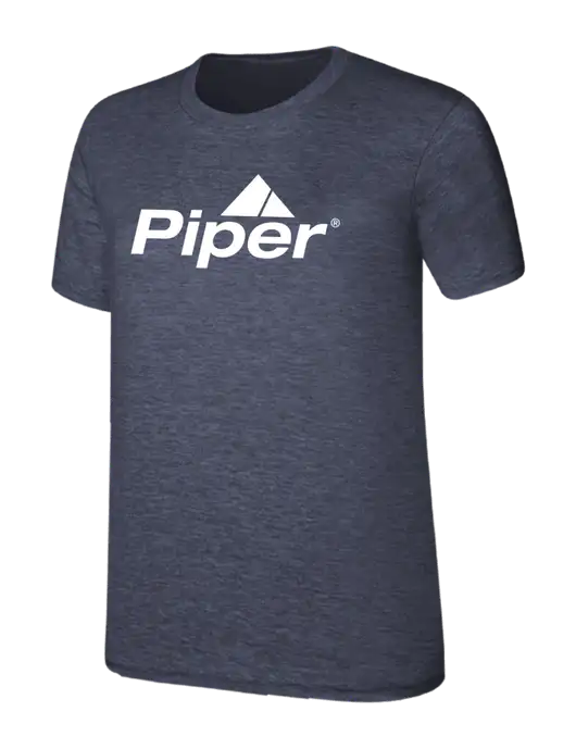 Womens Ring Spun Heather Navy 4.5 oz T-Shirt w/Piper Logo