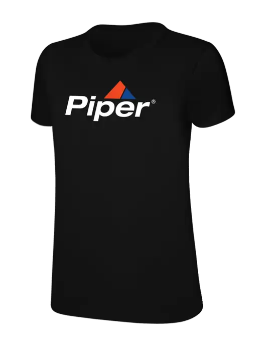 Womens Ring Spun Jet Black 4.5 oz T-Shirt w/Piper Logo