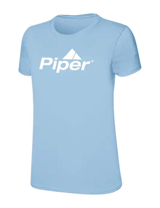 Womens Ring Spun Light Blue 4.5 oz T-Shirt w/Piper Logo