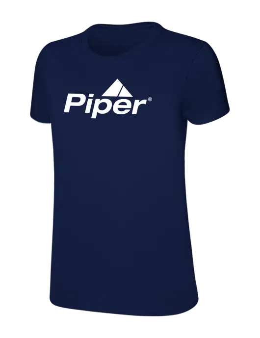 Womens Ring Spun Navy 4.5 oz T-Shirt w/Piper Logo