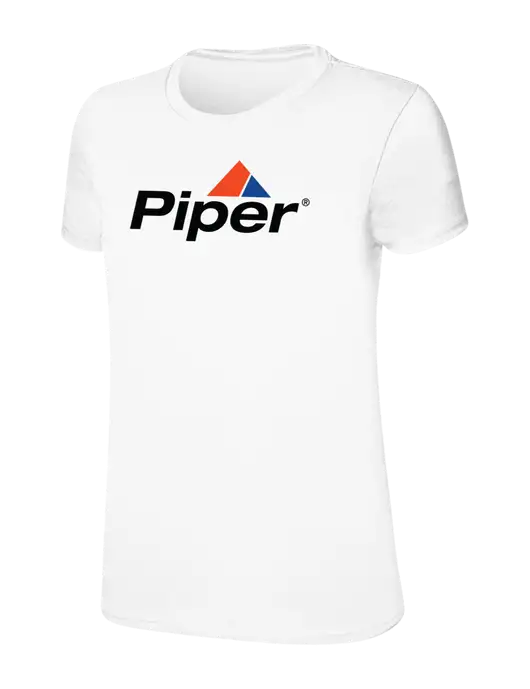 Womens Ring Spun White 4.5 oz T-Shirt w/Piper Logo