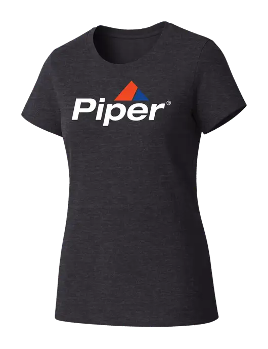 Womens Seriously Soft Heathered Charcoal T-Shirt w/Piper Logo