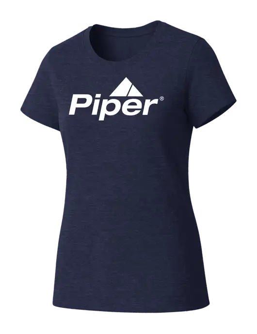 Womens Seriously Soft Heathered Navy T-Shirt w/Piper Logo