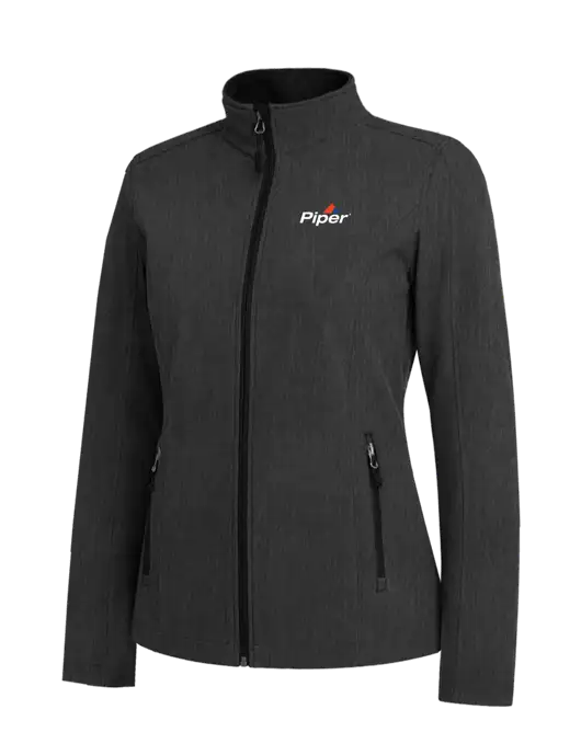 Black Charcoal Heather Womens Core Soft Shell Jacket w/Piper Logo
