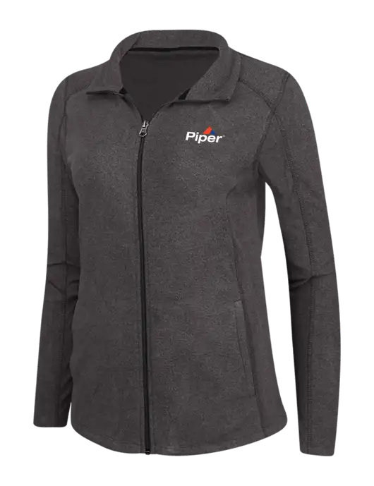 Charcoal Womens Heather Microfleece Full-Zip Jacket w/Piper Logo