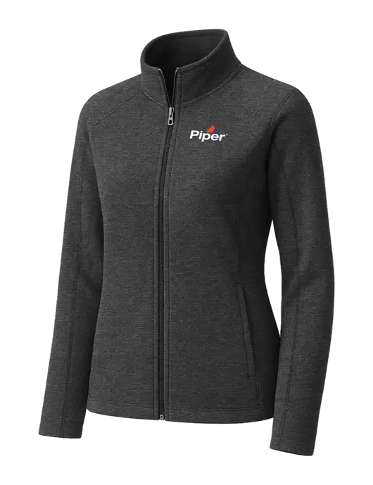 Charcoal Womens Heather Microfleece Full-Zip Jacket w/Piper Logo