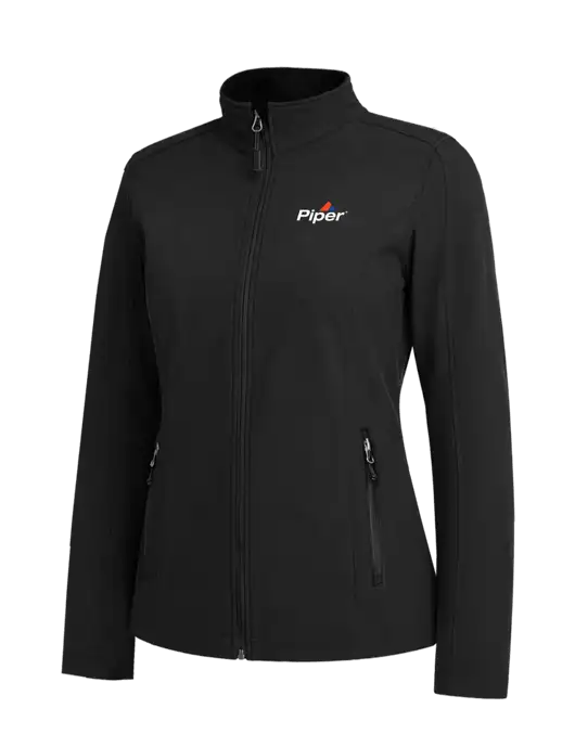 Black Womens Core Soft Shell Jacket w/Piper Logo