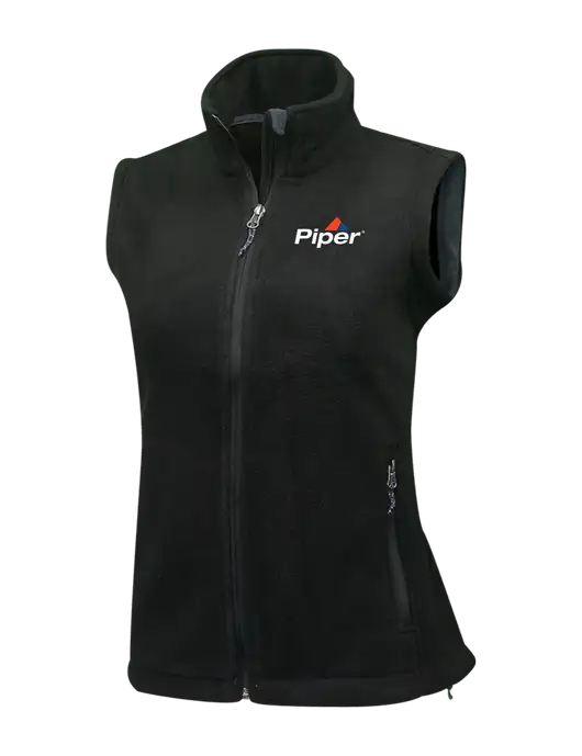 Womens Black Fleece Vest w/Piper Logo