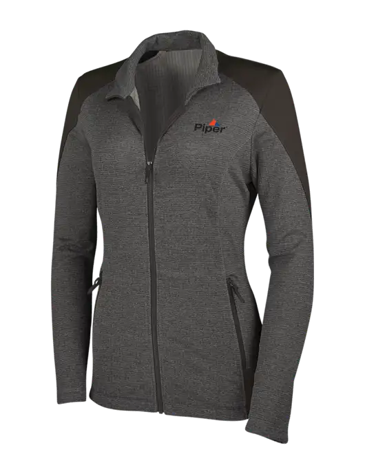 Medium Grey Heather Womens Grid Fleece Jacket w/Piper Logo
