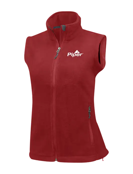 Red Womens Fleece Vest w/Piper Logo