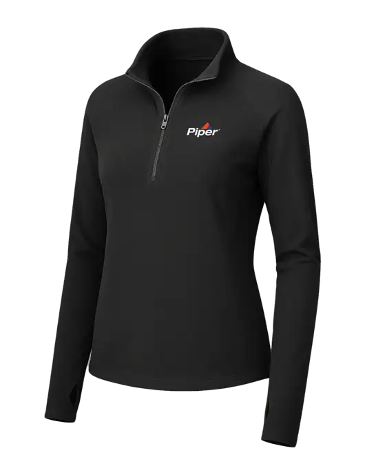Womens Black Microfleece 1/2 Zip Pullover w/Piper Logo