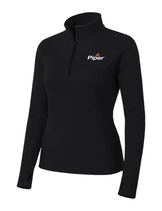 Womens Black Sport Wick Stretch 1/4 Zip Pullover w/Piper Logo