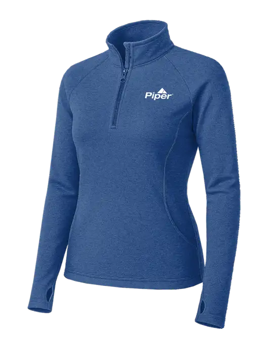 Royal Heather Womens Sport Wick Stretch 1/4 Zip Pullover w/Piper Logo