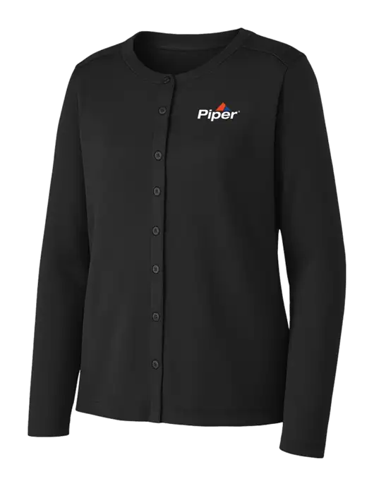 Black Womens Concept Stretch Button-Front Cardigan Sweater w/Piper Logo
