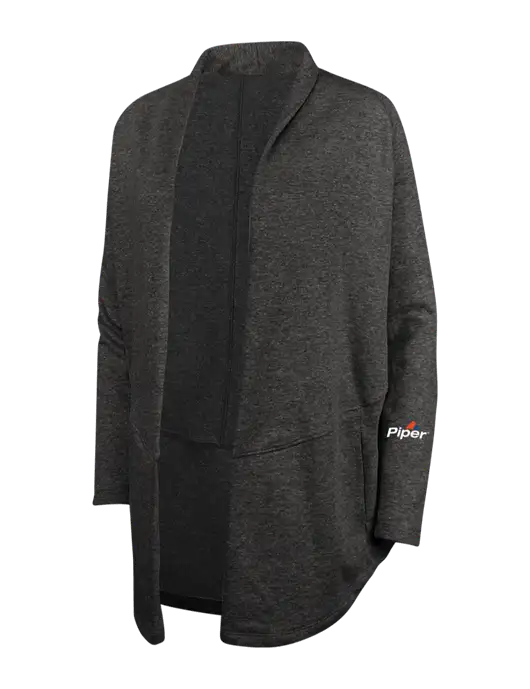 Charcoal Heather/ Medium Heather Grey Womens Interlock Cardigan w/Piper Logo