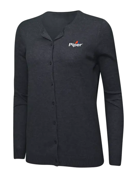 Charcoal Heather Womens Cardigan Sweater w/Piper Logo