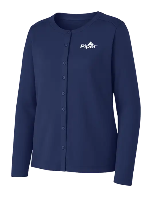 Dress Blue Navy Womens Concept Stretch Button-Front Cardigan Sweater w/Piper Logo