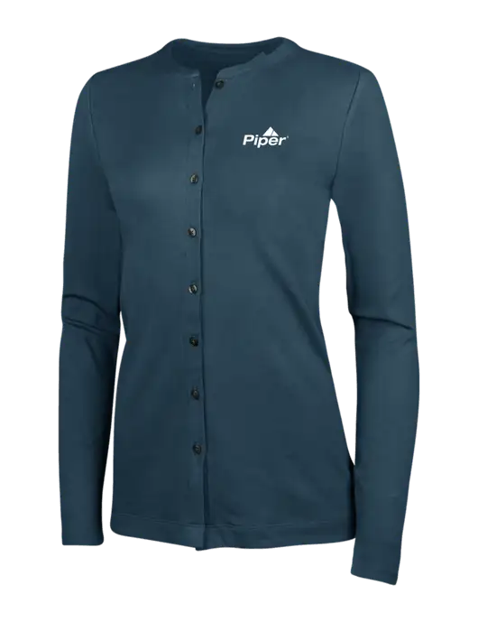Dress Blue Navy Womens Concept Stretch Button-Front Cardigan Sweater w/Piper Logo
