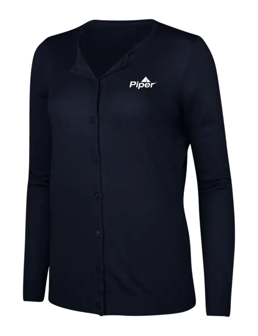 Navy Womens Cardigan Sweater w/Piper Logo