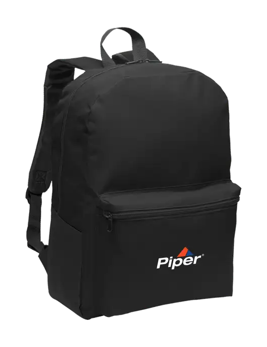 Casual Black Lightweight Laptop Backpack w/Piper Logo