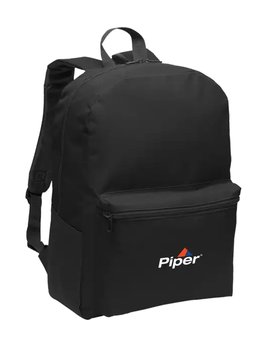 Casual Black Lightweight Laptop Backpack w/Piper Logo