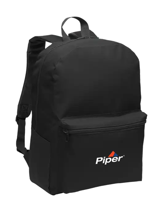 Casual Black Lightweight Laptop Backpack w/Piper Logo