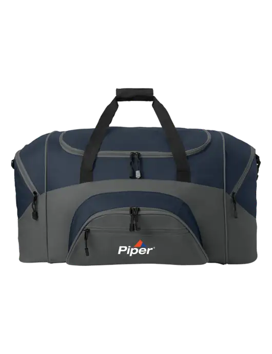 Standard Colorblock Navy/Dark Grey Sport Duffel w/Piper Logo
