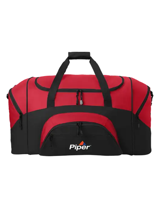 Standard Colorblock Red/Black Sport Duffel w/Piper Logo
