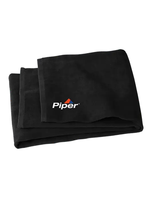 Black Beach Towel w/Piper Logo