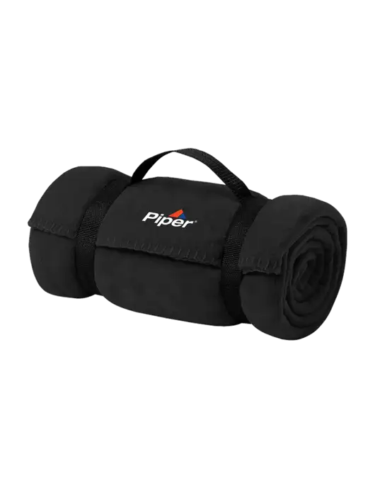 Casual Black Fleece Blanket With Strap w/Piper Logo