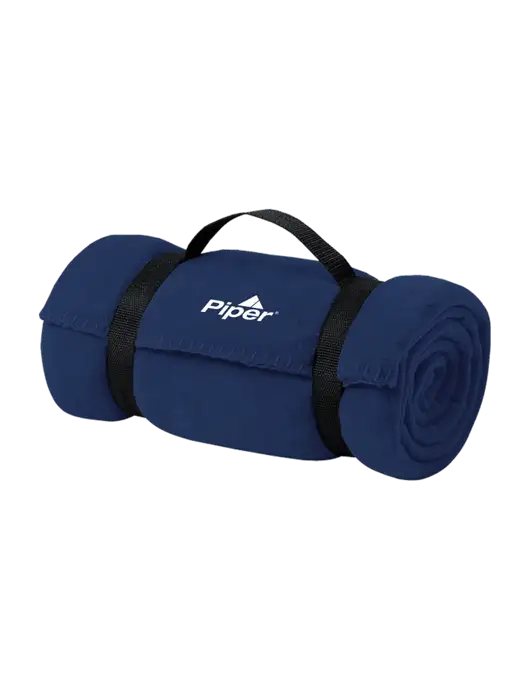 Casual Navy Fleece Blanket With Strap  w/Piper Logo