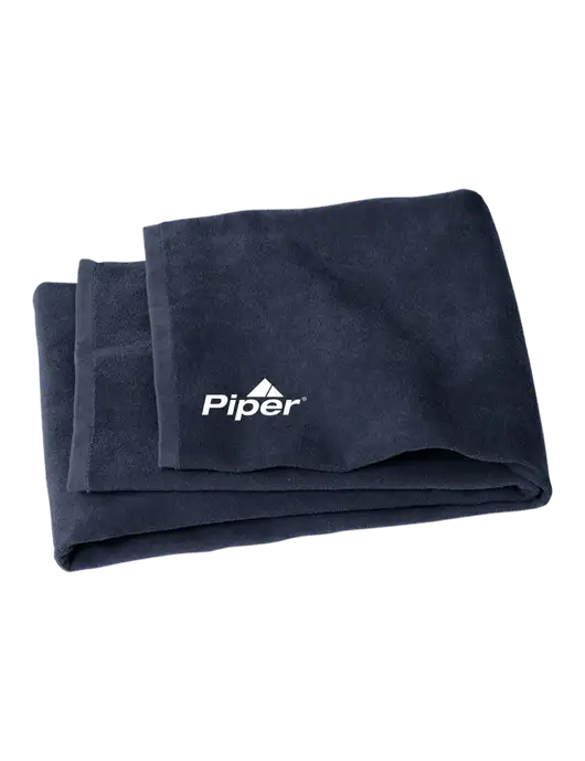 Navy Beach Towel w/Piper Logo