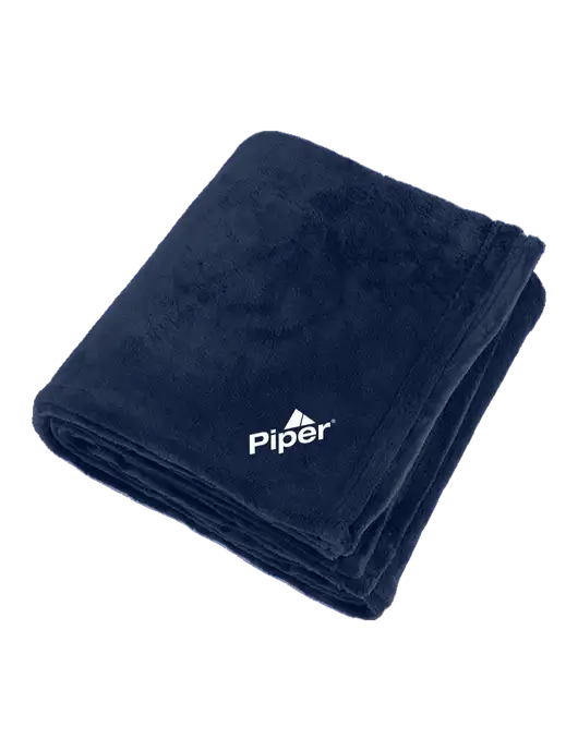 Oversized Deep Navy Ultra Plush Blanket w/Piper Logo