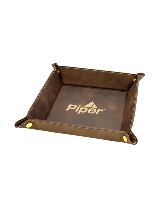 Rustic Leatherette Valet Tray, 6 x 6 w/Piper Logo