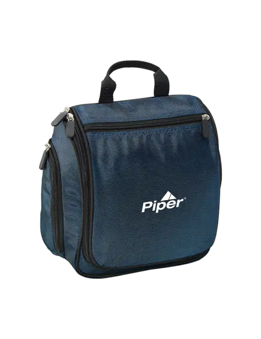 Hanging Dark Steel Blue Toiletry Kit w/Piper Logo
