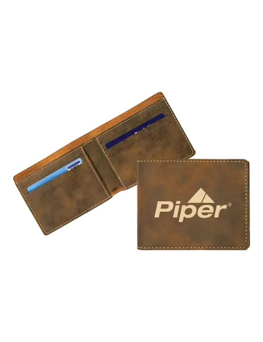 Rustic Leatherette Bifold Wallet w/Piper Logo